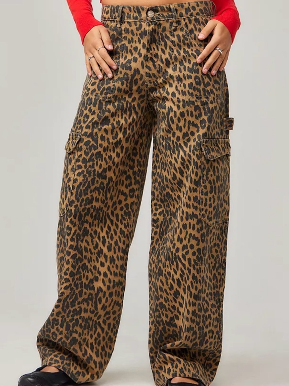 Damson Madder Dion Leopard Print Wide-Leg Cargo Pants - Brown/Black